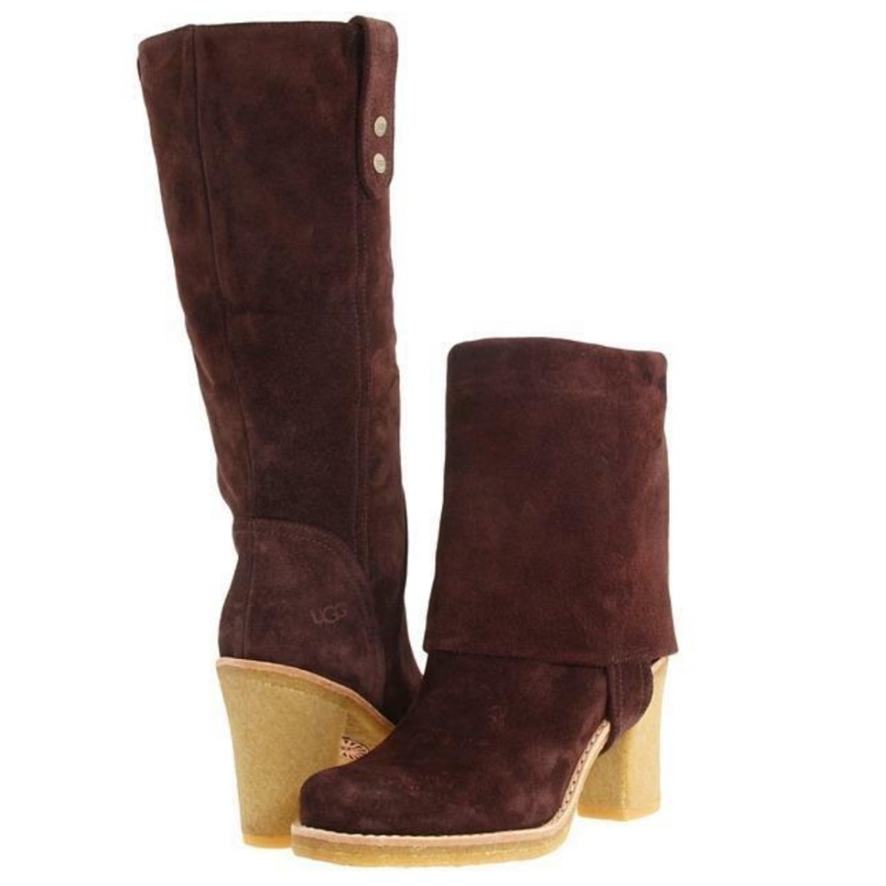 Ugg Australia Josie Knee Suede High Convertible to Cuffed Boots Brown Size 8.5